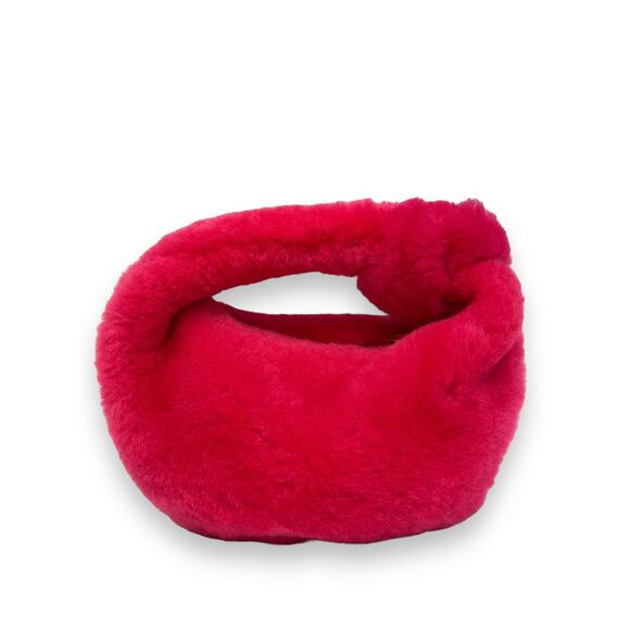 BOTTEGA VENETA Pink Shearling Lollipop Knotted Accent Jodie Mini Hobo Bag